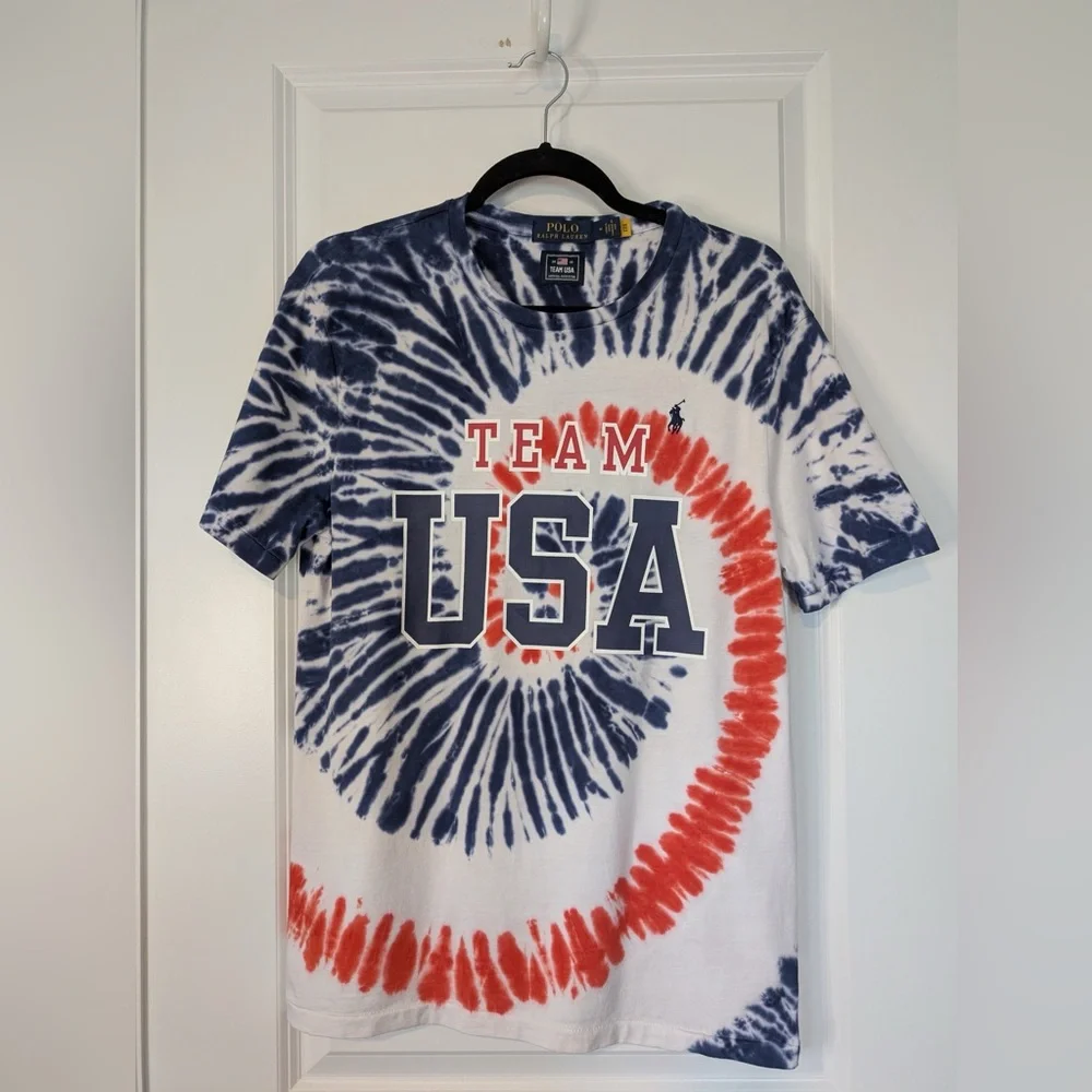 Polo Ralph Lauren Team USA Tokyo Olympics 2020 Men's Jersey T-Shirt Tie-Dye Med